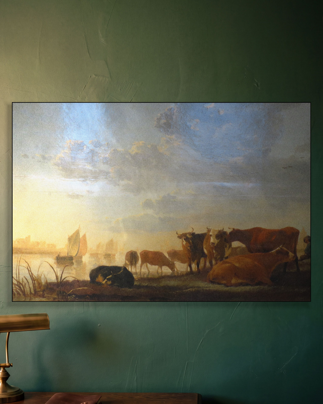Koeien aan de waterkant in avondlicht – Aelbert Cuyp